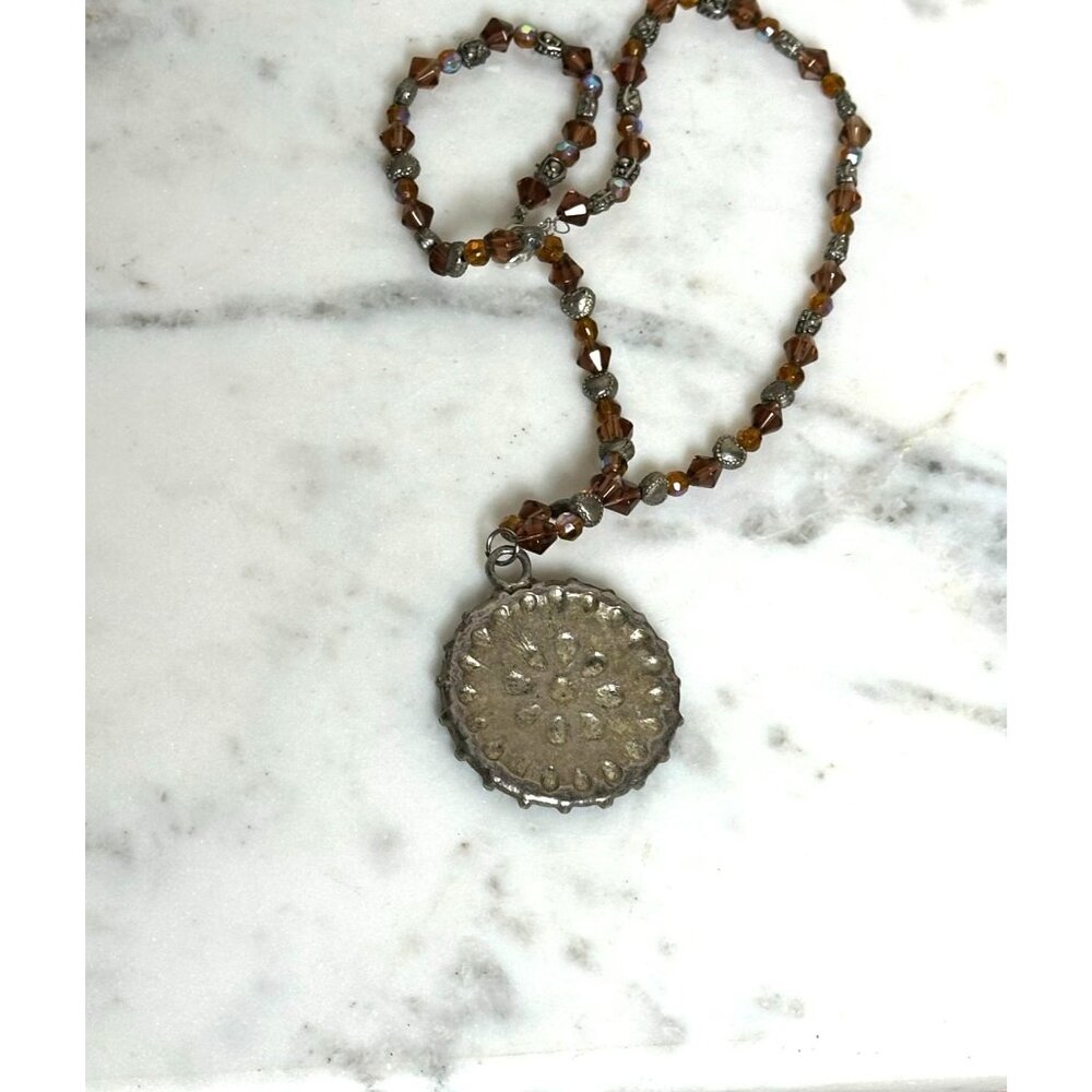 Boho Beaded Necklace Turquoise Style Pendant Southwestern Statement 18” - Picture 5 of 7